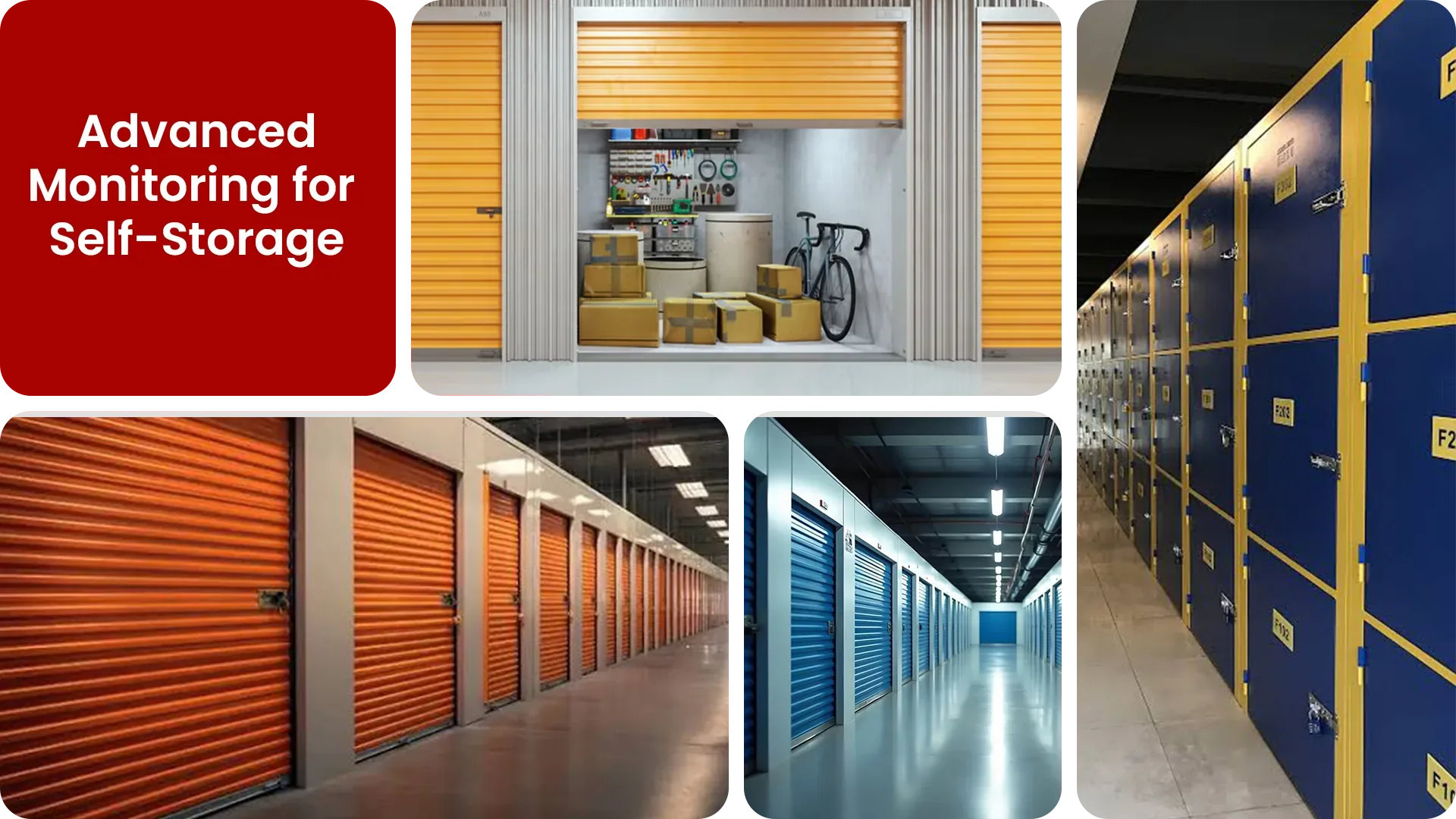 Intelligent security for self-storage: unit corridors, gates and loading bays outlined
