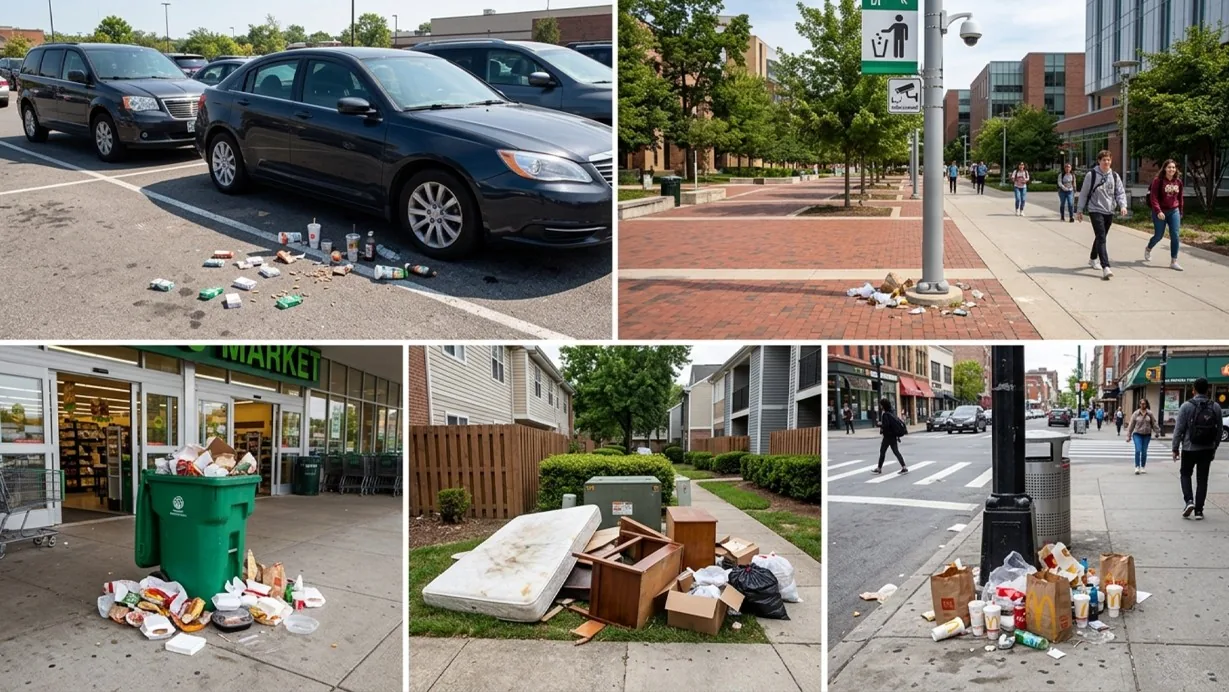 Site map highlighting recurring littering hotspot locations aggregated from multiple detection events