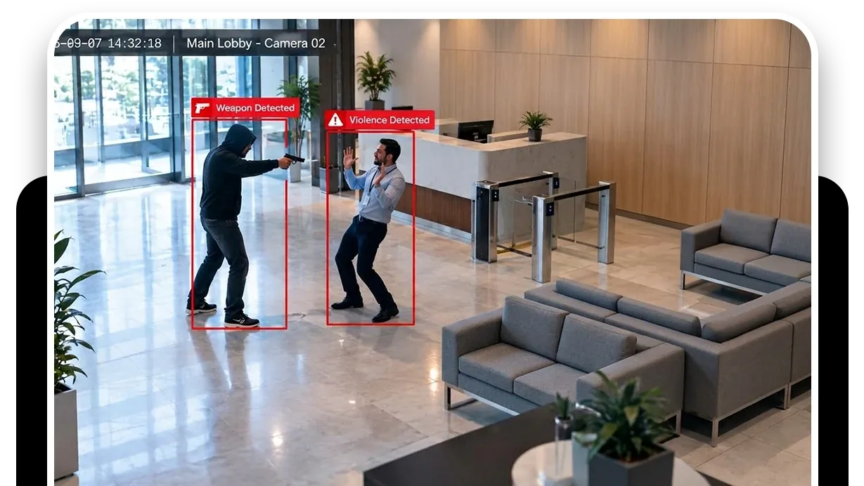 Violence and weapons detection: illustration